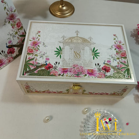 Floral Peacock Invitation Box