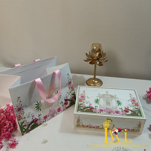 Floral Peacock Invitation Box