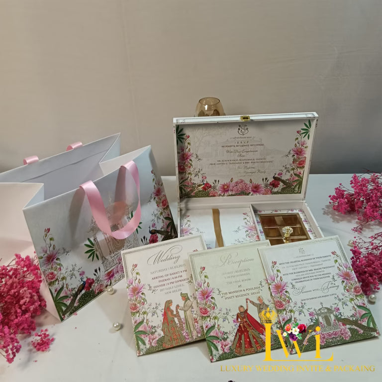 Floral Peacock Invitation Box