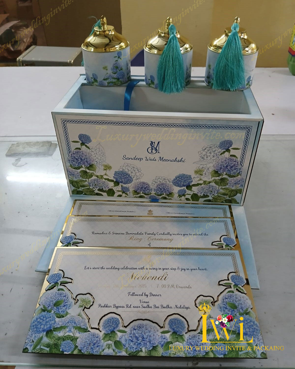 Elegant Hydrangea invitation gift box || 2024 Lattest design
