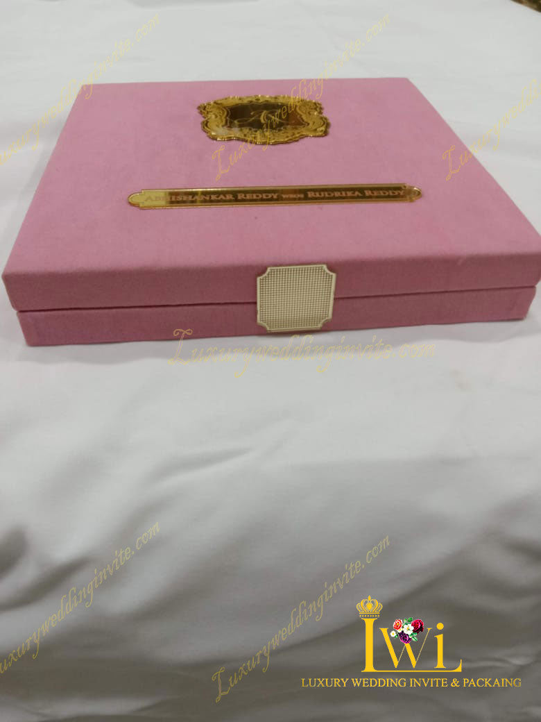 Pink floral wedding invitation with gold foil print || 2024 design