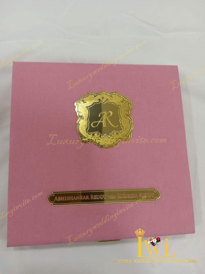 Pink floral wedding invitation with gold foil print || 2024 design