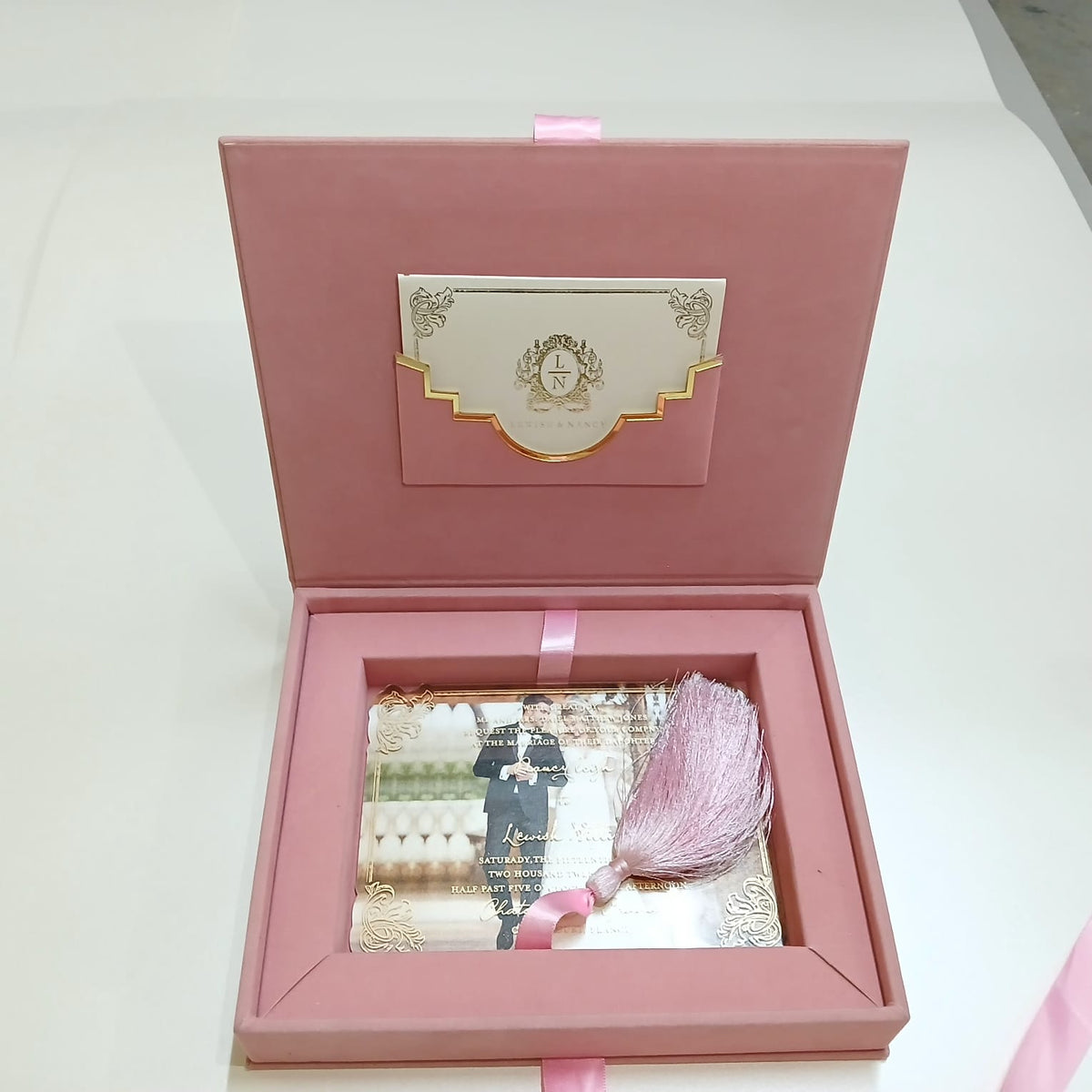 Light Pink Velvet Invitation Box