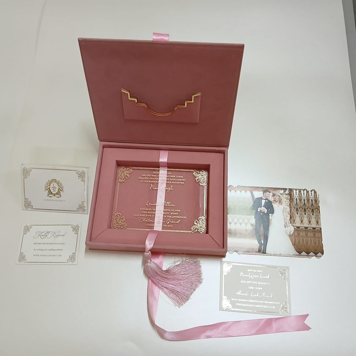 Light Pink Velvet Invitation Box