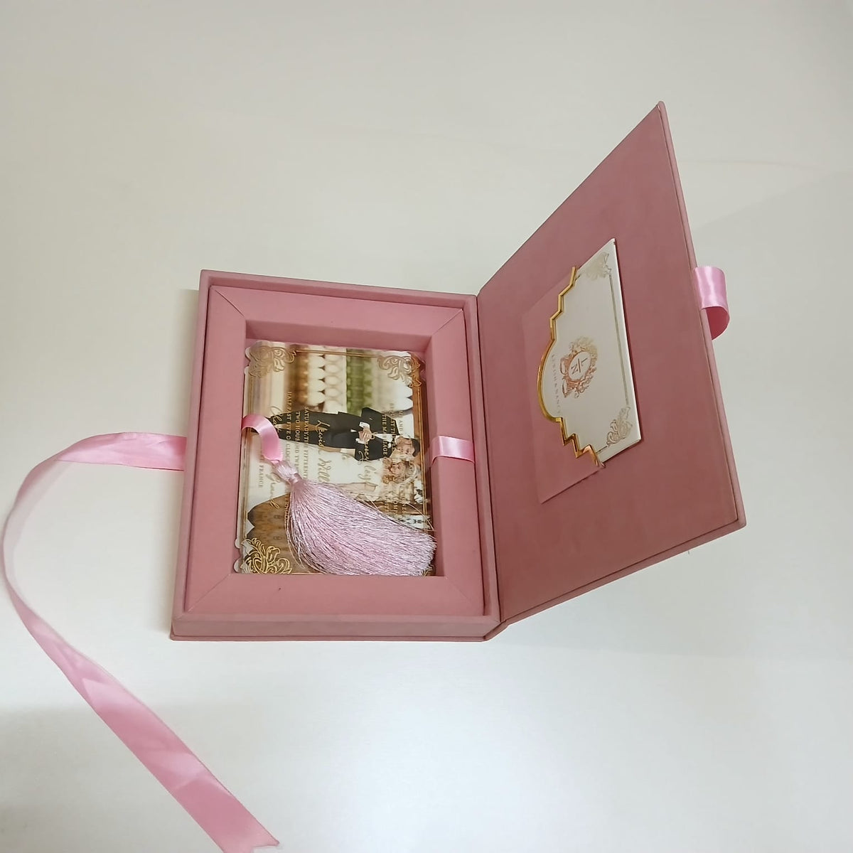 Light Pink Velvet Invitation Box