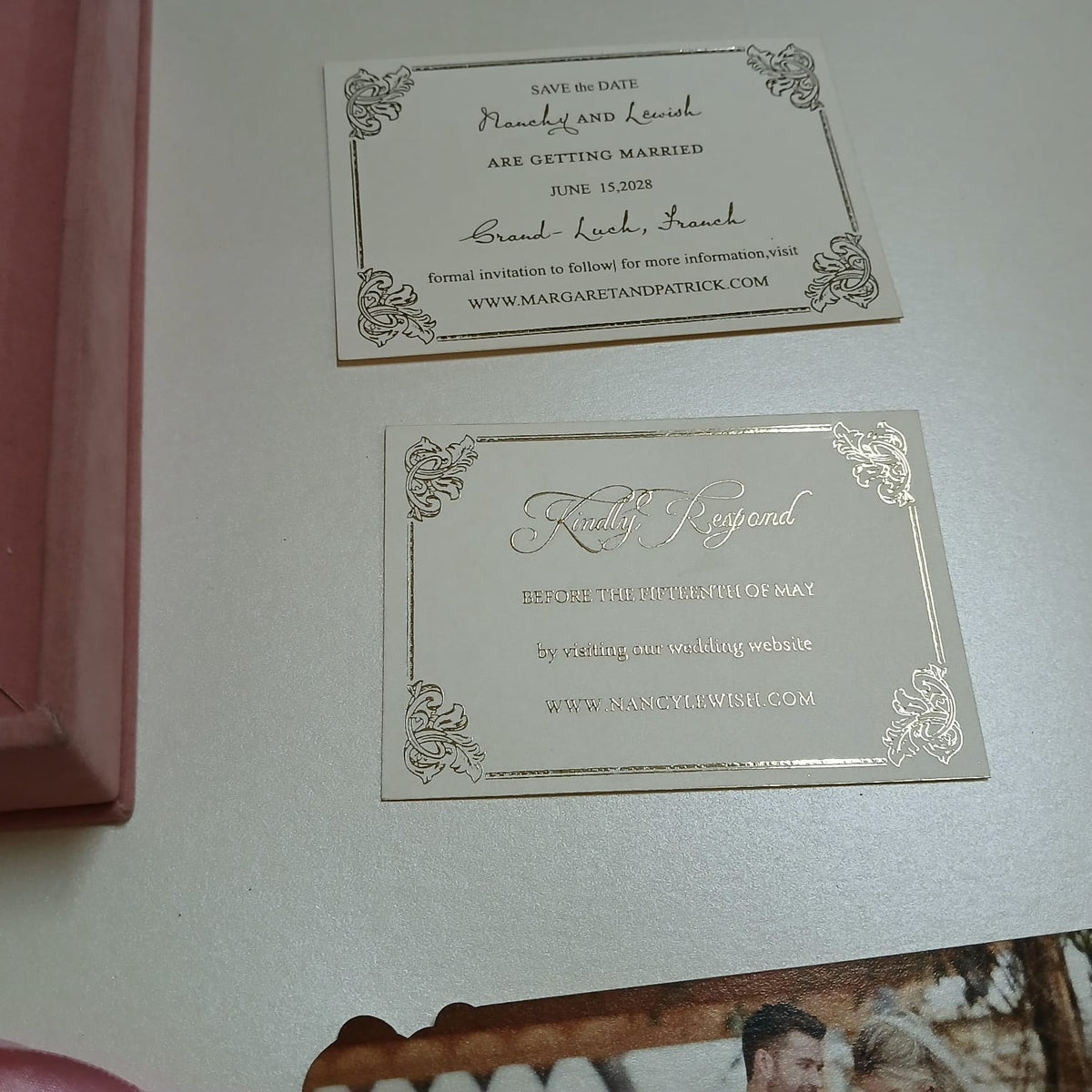 Light Pink Velvet Invitation Box