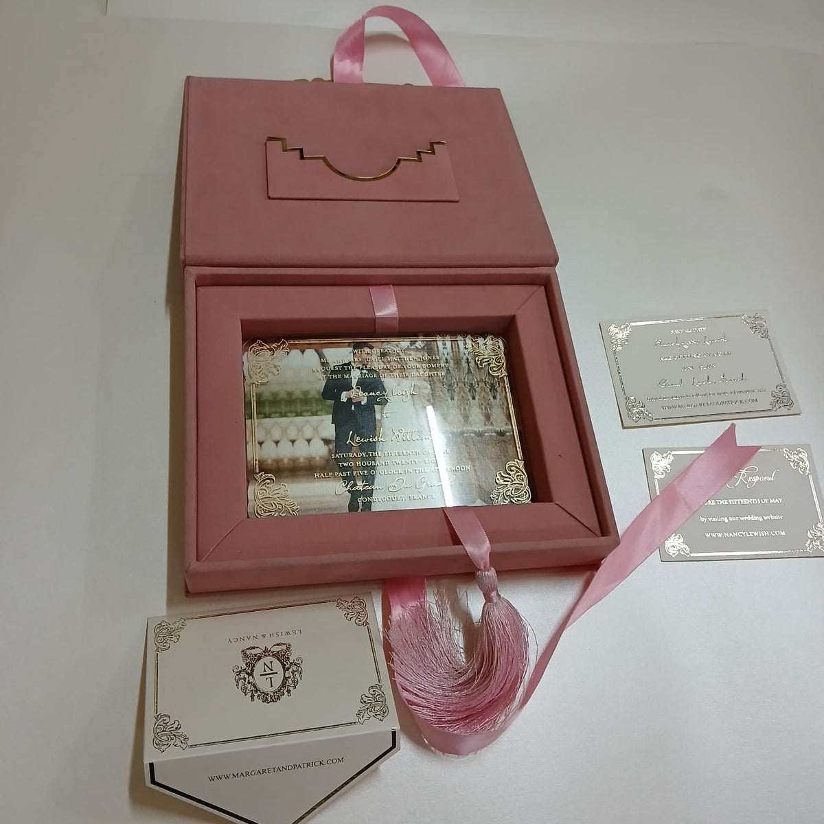 Light Pink Velvet Invitation Box