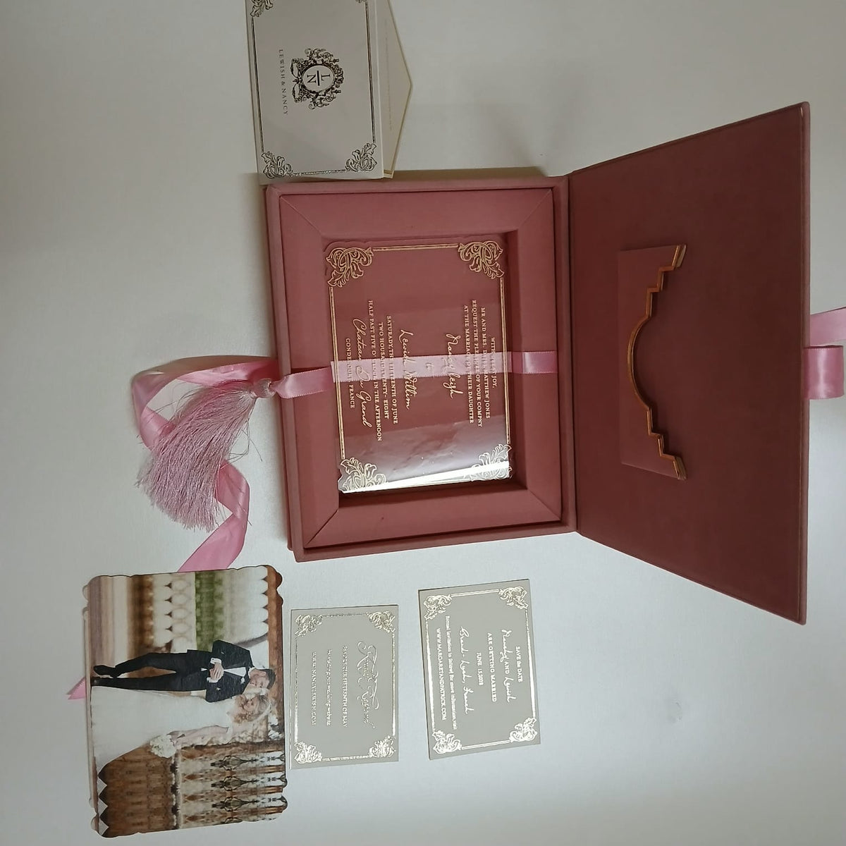 Light Pink Velvet Invitation Box