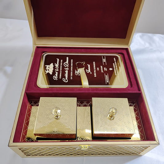 3D Laser Cutting Golden Acrylic Invitation Box