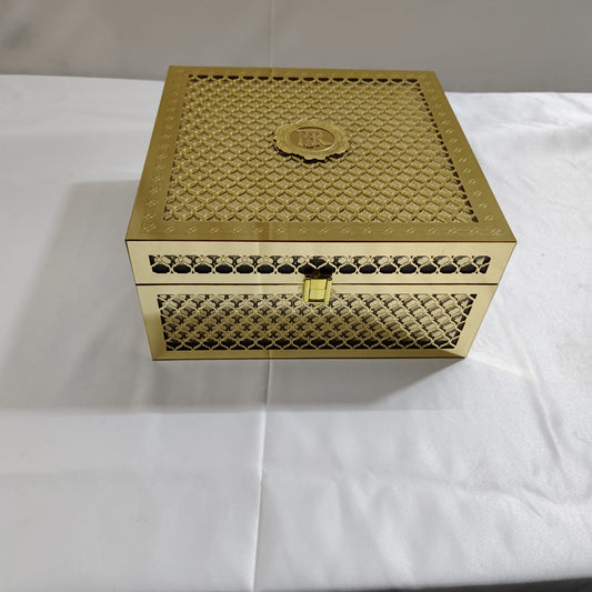 3D Laser Cutting Golden Acrylic Invitation Box