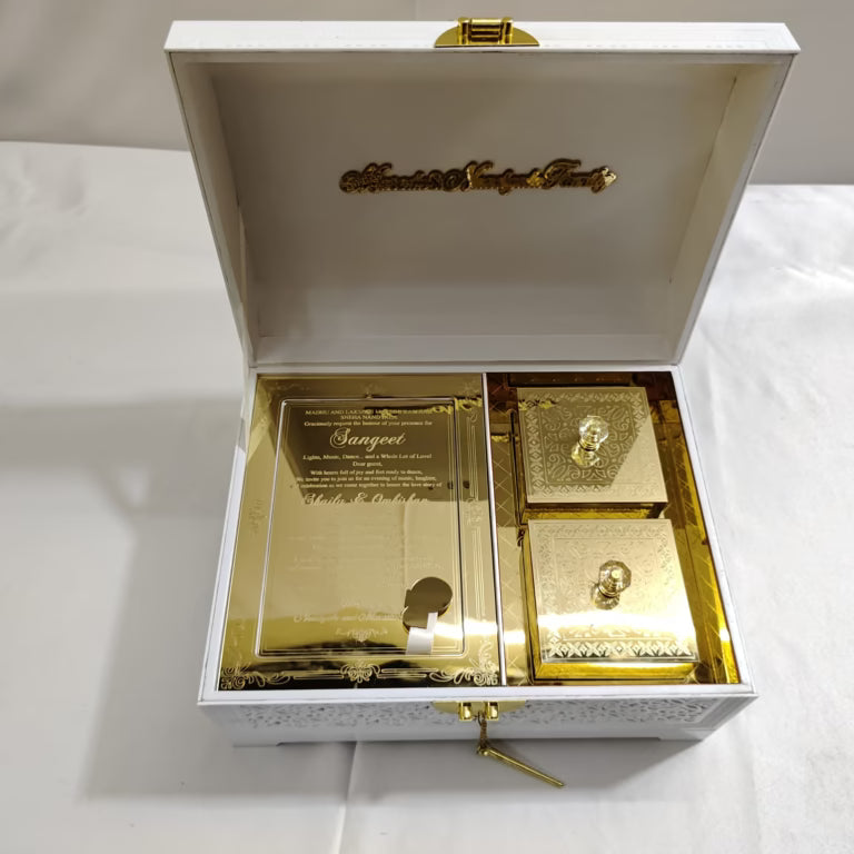 Laser Cut White Acrylic Taper Invitation Box