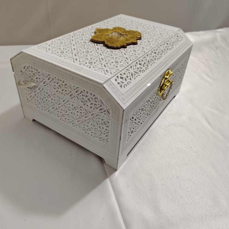 Laser Cut White Acrylic Taper Invitation Box