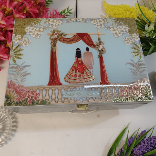 Lacquer on printed invitation box