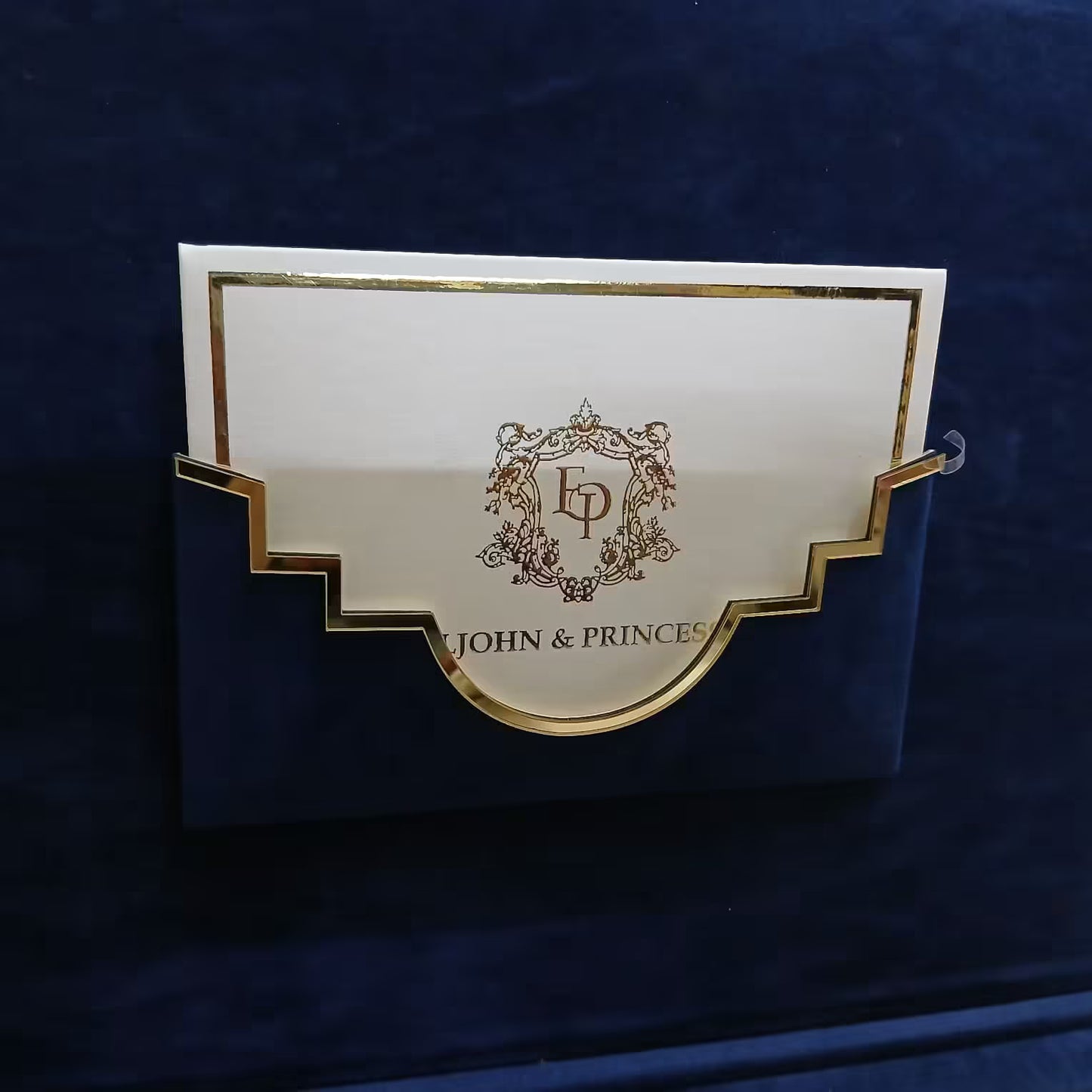 Navy Blue Velvet Acrylic Invitation Box