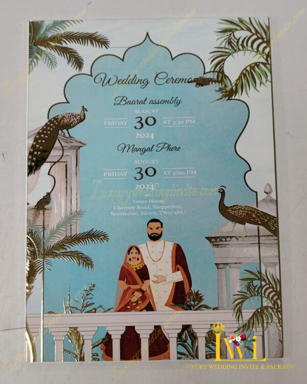 INDIAN TRADITIONAL PICHWAI INVITATION ceromony card