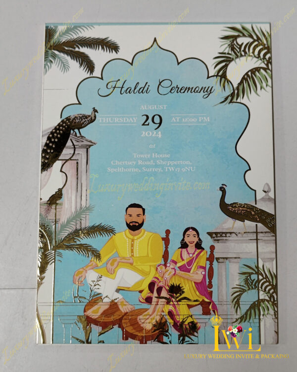INDIAN TRADITIONAL PICHWAI INVITATION haldi card