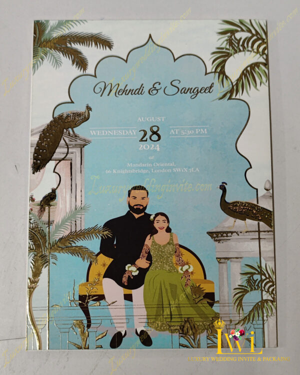 INDIAN TRADITIONAL PICHWAI INVITATION mehndi card
