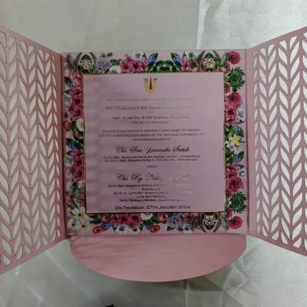 laser cut pink invitation cards by luxury wedding invite & packaging