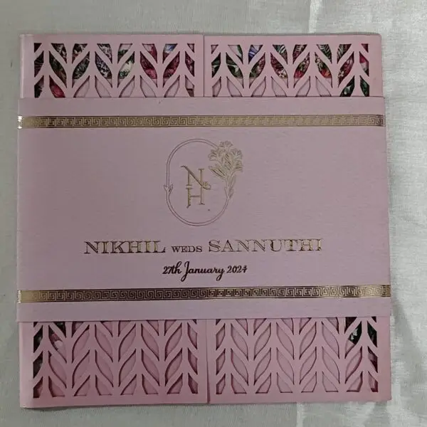 laser cut pink invitation cards by luxury wedding invite & packaging