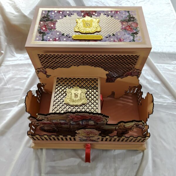 Royal Luxurious Carriage Invitation Box out side and inside view at a time